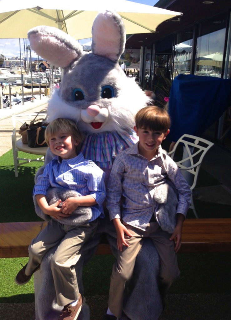 Grandsons with the Easter Bunny today