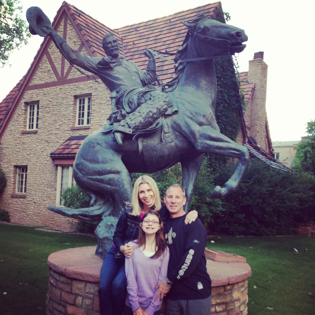 Me, my beautiful niece and by favorite brother in front of the University of Wyoming "Cowboy."