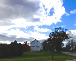White Wisconsin barn.