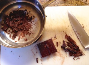 Chopping a bar of chocolate