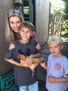 Our grandsons with one of our Nankin hens. Trueheartgal.