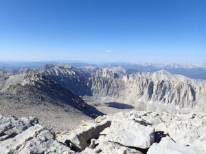 View from Mt. Whitney's summit. Note Whitney's famous spires to the northeast (left side of the photo.) Mt. Whitney's summit. Mount Whitney. Trueheartgal.